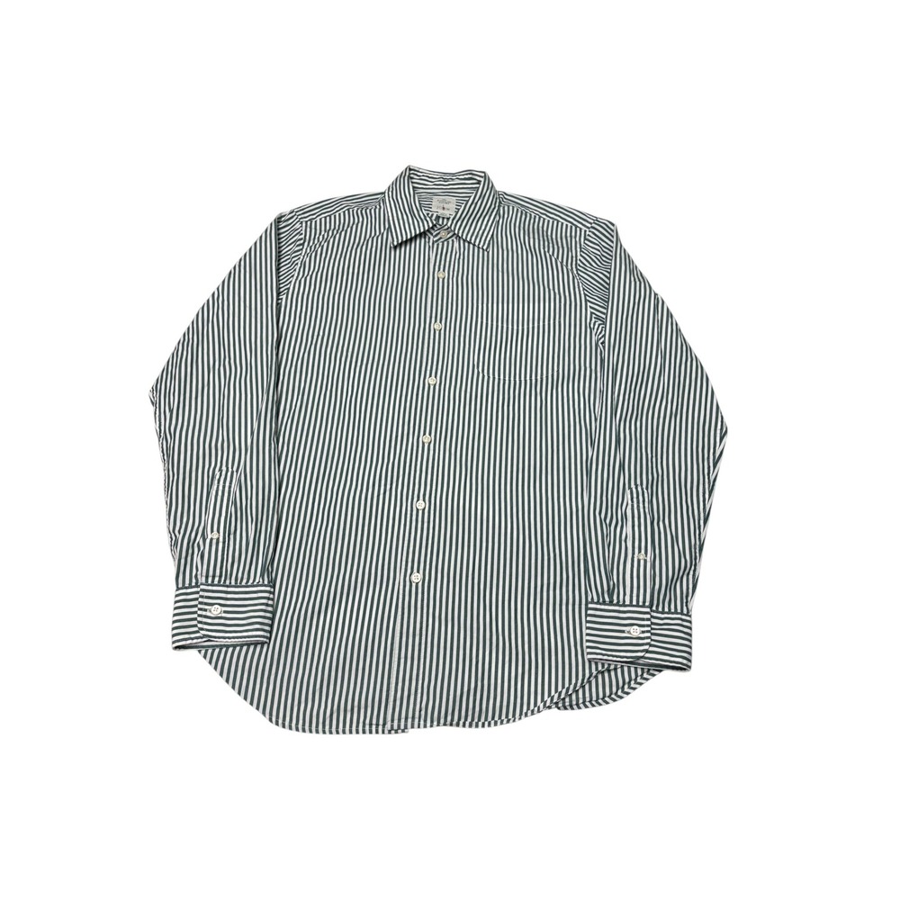 OARSMAN J.Crew Mens The Poplin Shirt Green White Striped Button Down M Cotton